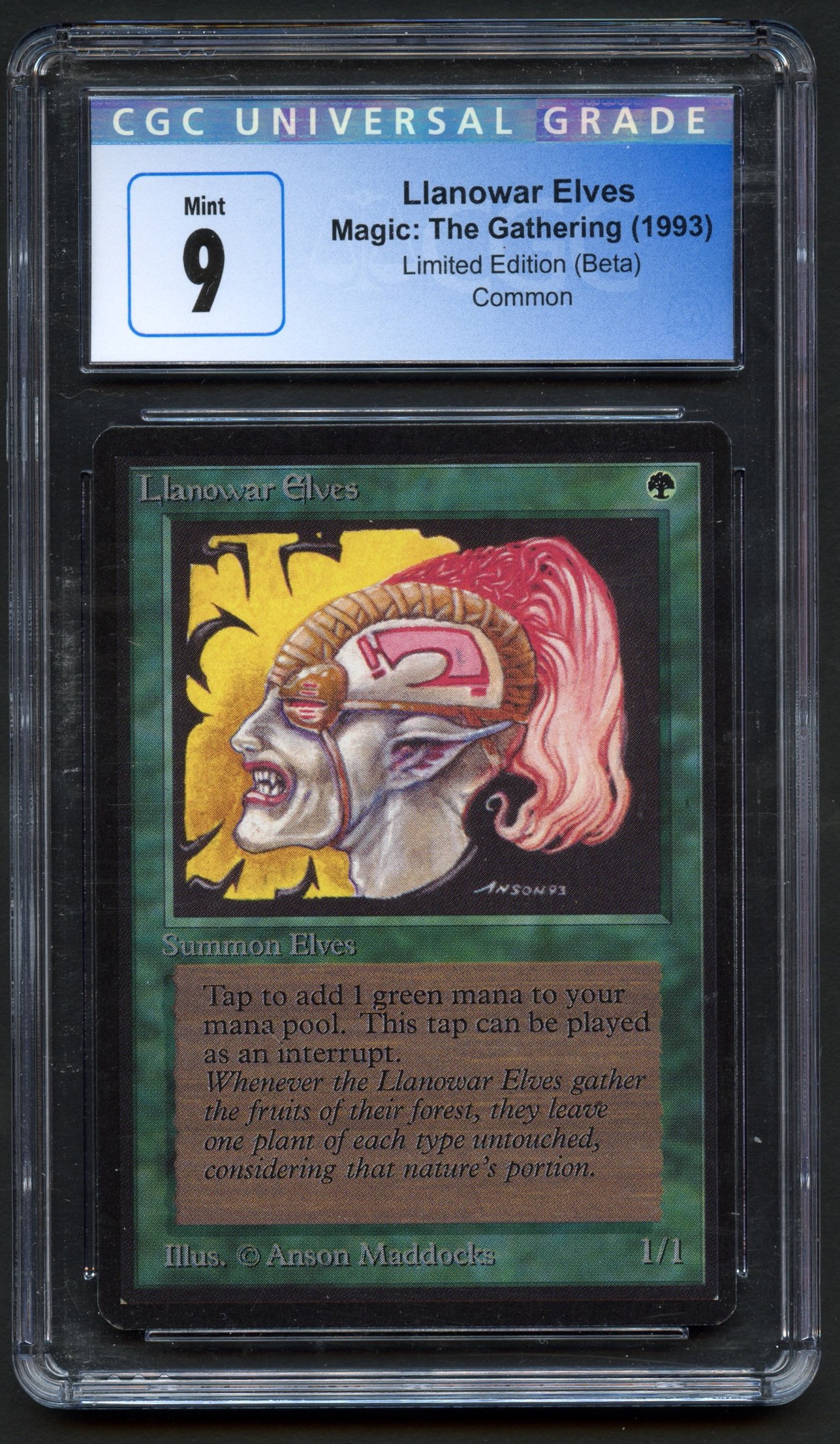 CGC 9 Llanowar Elves - Beta - 1993