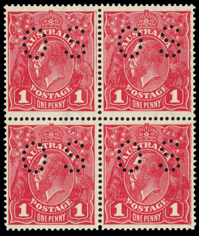 Australia SG O54c 1916-20 official 1d rosine with saddle on emu flaw mint