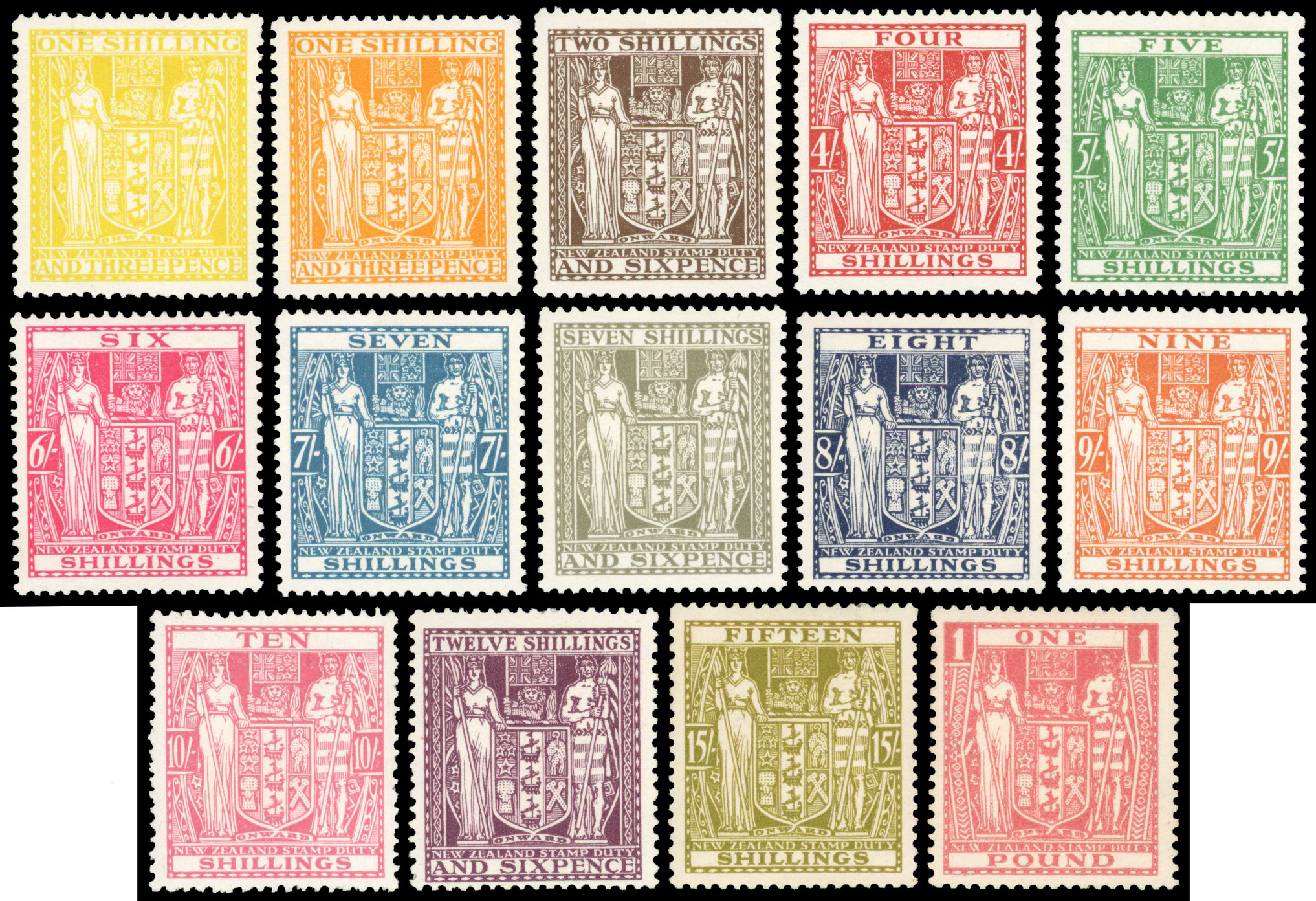 New Zealand 1931-40 Arms postal fiscal set to £1