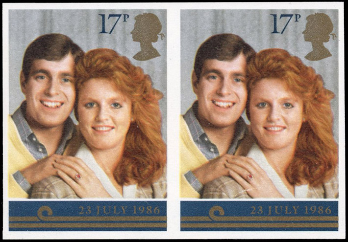 GB SG 1334a 1986 17p Royal Wedding imperforate pair mint