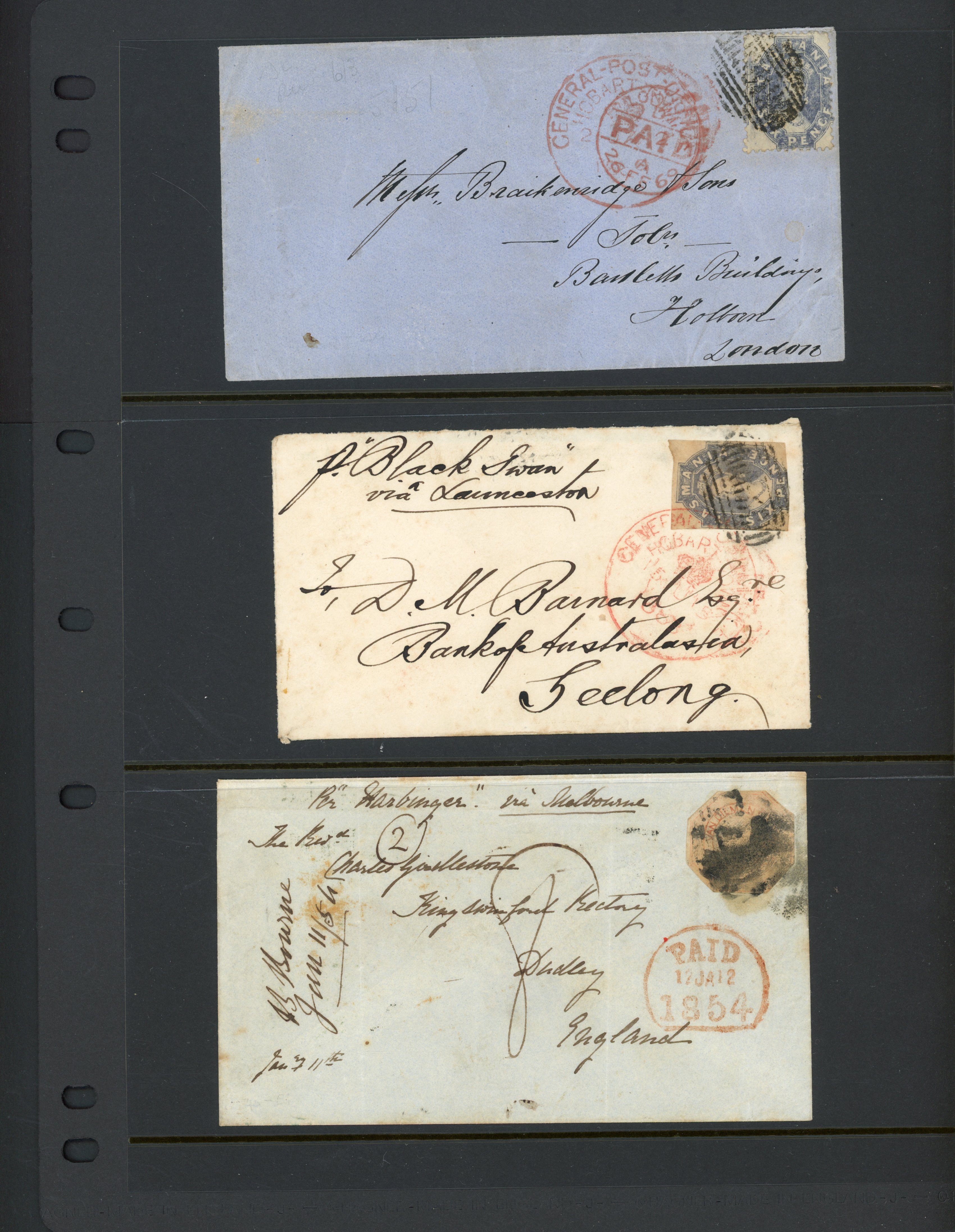 Tasmania Postal History Chalon covers