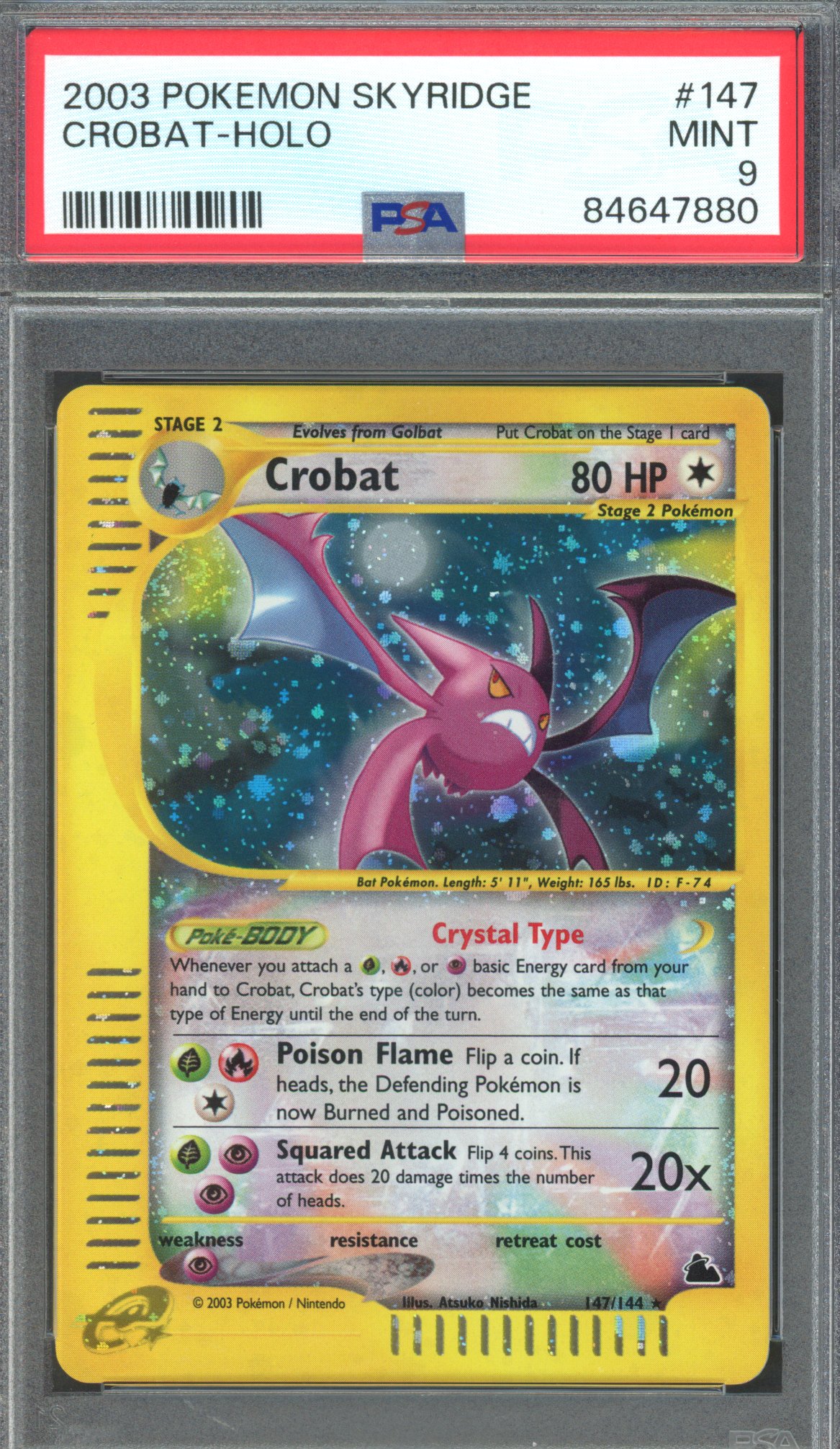 Pokémon TCG - PSA 9 Crystal Crobat - Holo #147 - Skyridge