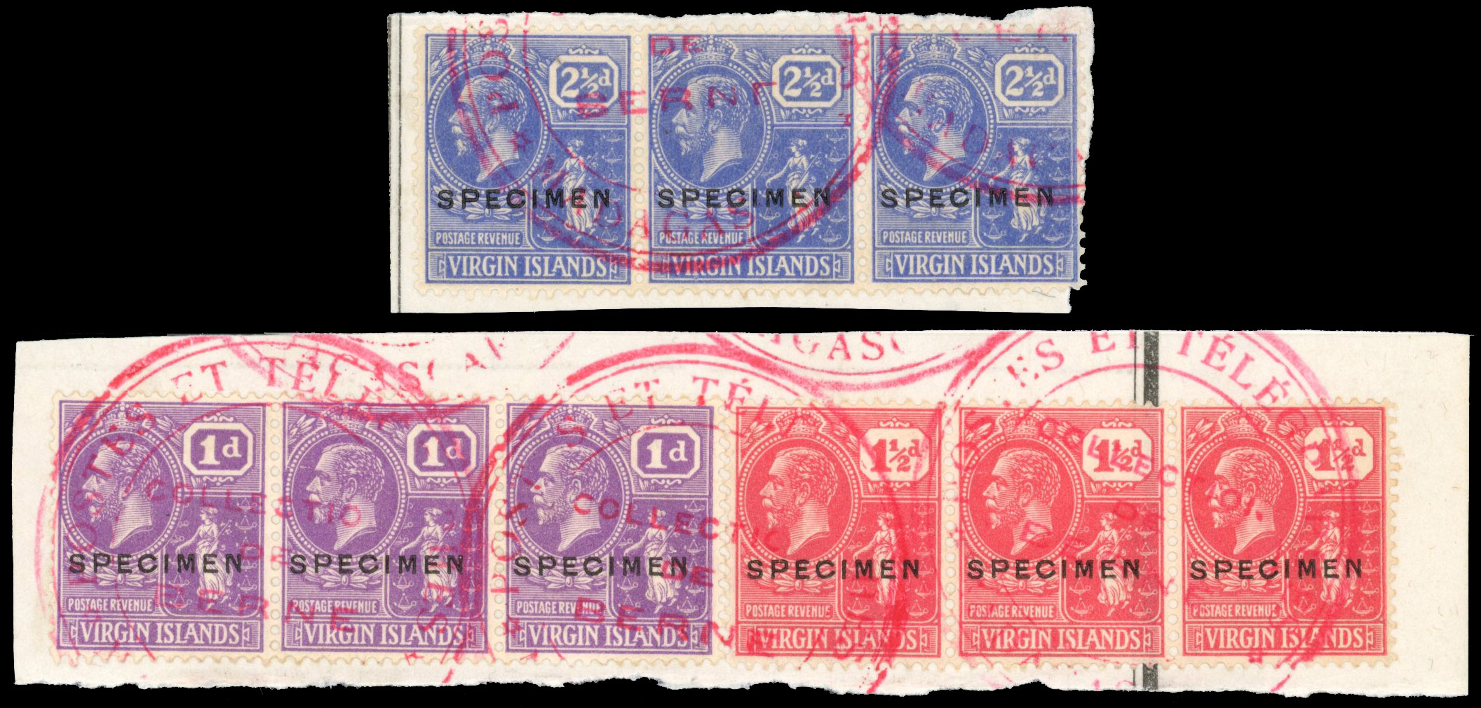 Virgin Islands 1922-7 pieces from Madagascar archive