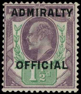 OFFICIAL: 1904 1½d dull purple and green...