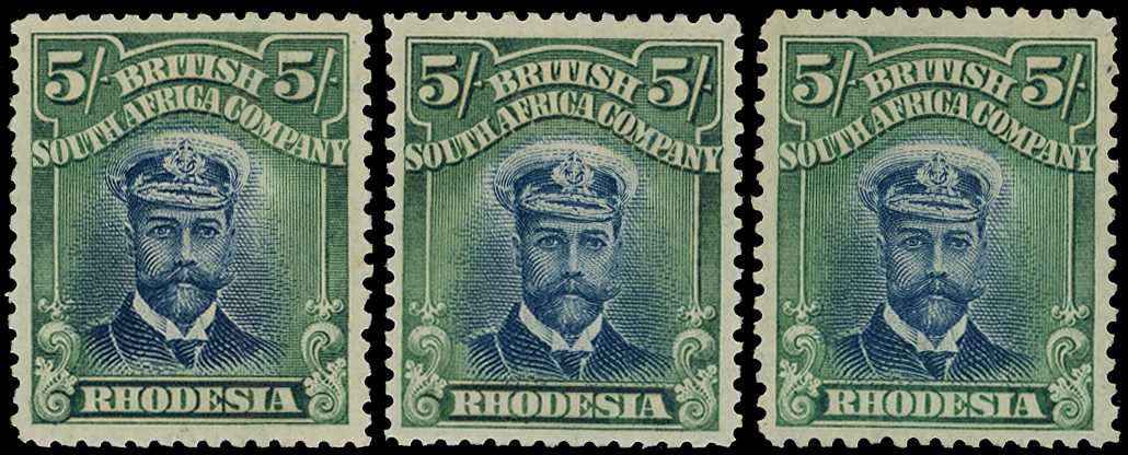 1913-7 5/- Head Die II, perf 14. Three...