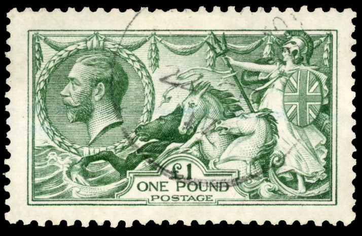 1913 £1 green, well centred with light central cancel, RPS certificate (1997), fine used SG 403/Spec. N72(1)