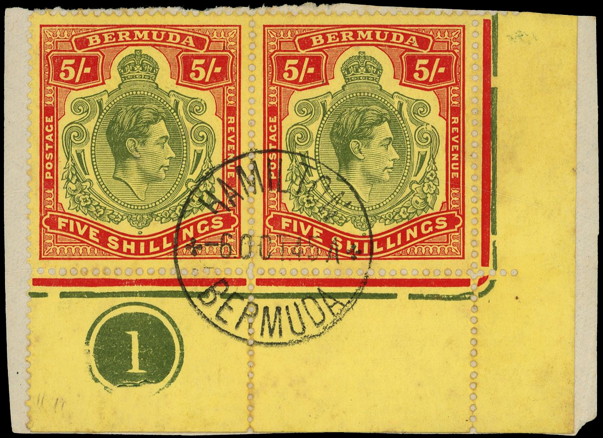 Bermuda SG 118bd, be Plate pair used