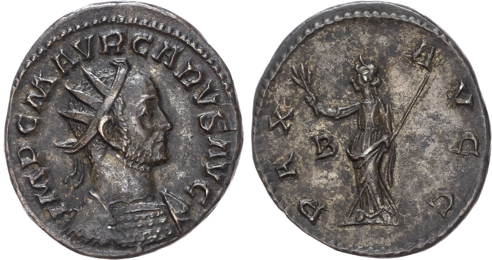 Carus (AD 282-283), Billon Antoninianus, Lugdunum, AD 282, 3.79g. 
