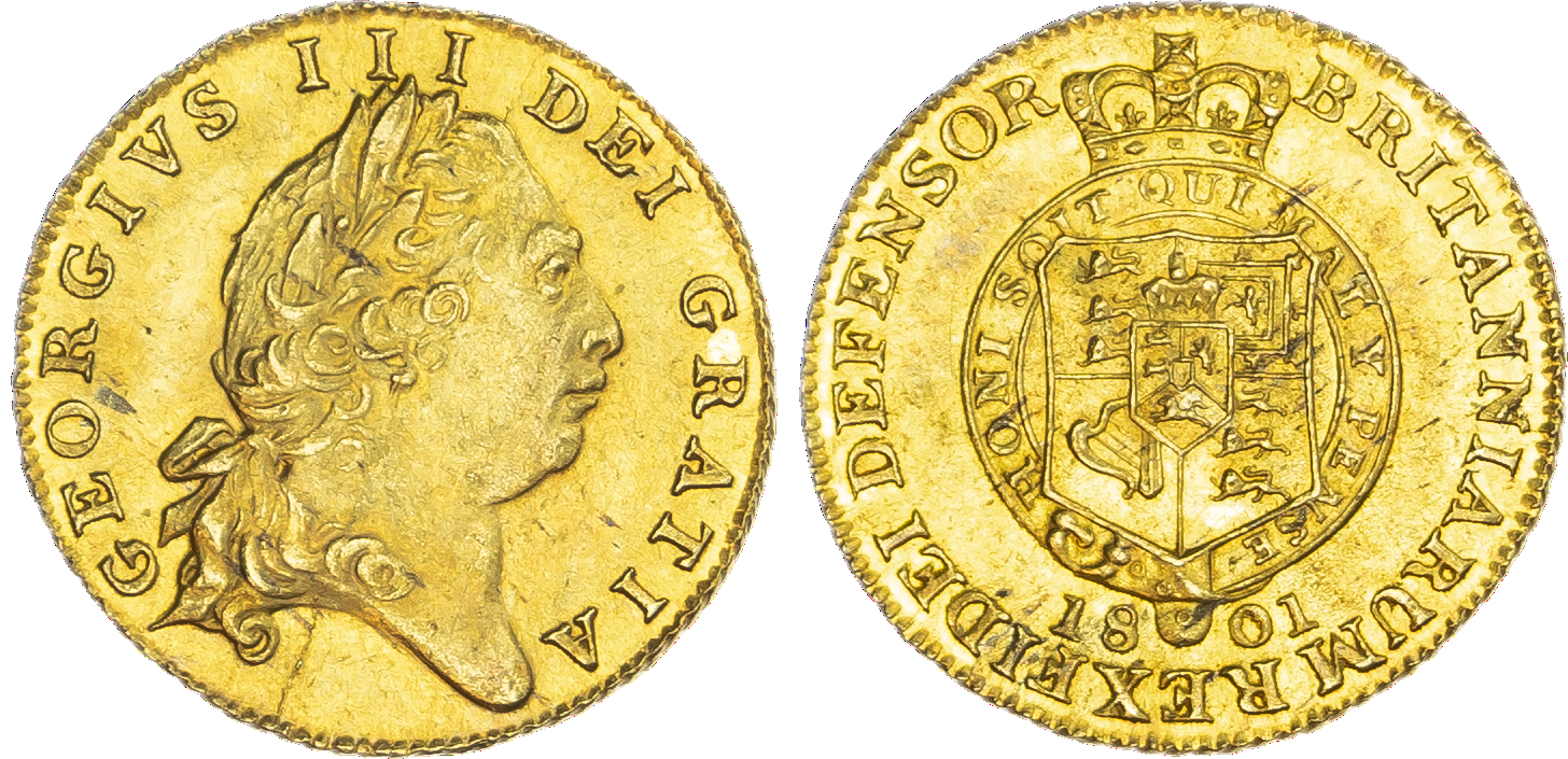 George III (1760‑1820), AV 'Garter' Half‑Guinea 1801.