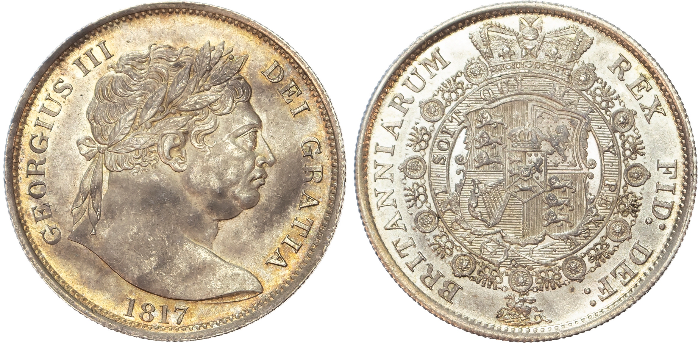 George III (1760-1820), 'Bullhead' Halfcrown, 1817