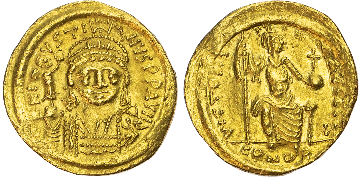 Justin II (AD 565-578) AV Solidus, Constantinople, 4.45g. 