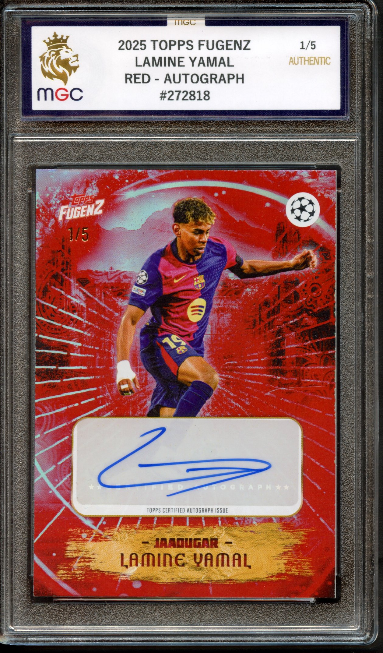 2025 TOPPS FUGENZ LAMINE YAMAL 1/5 RED AUTO #272818