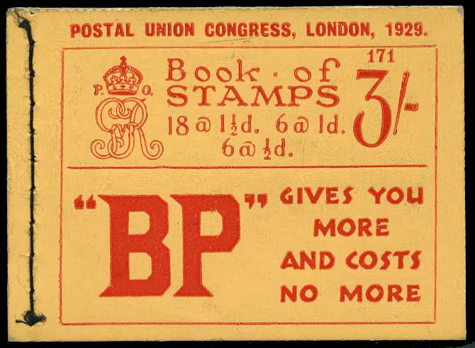 1929 (July) 3/- PUC booklet (#171), perfs fair...