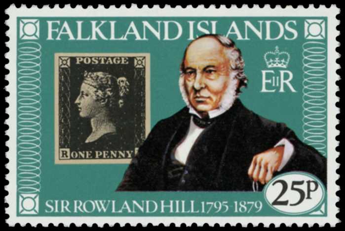 1979 25p Rowland Hill , variety WMK CROWN TO...