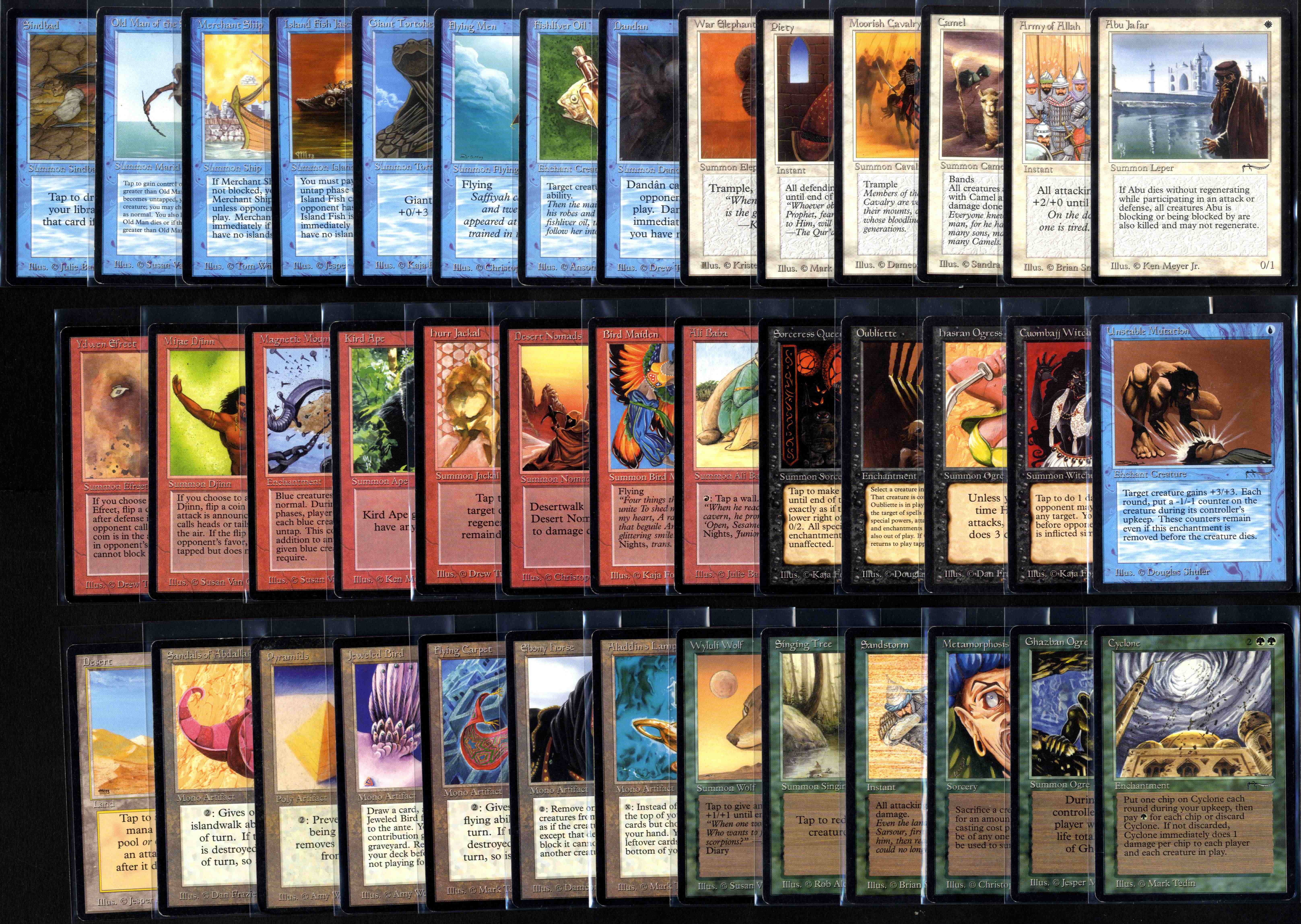 Arabian Nights - Partial Complete Set - 41/78 + 17 Duplicate cards.
