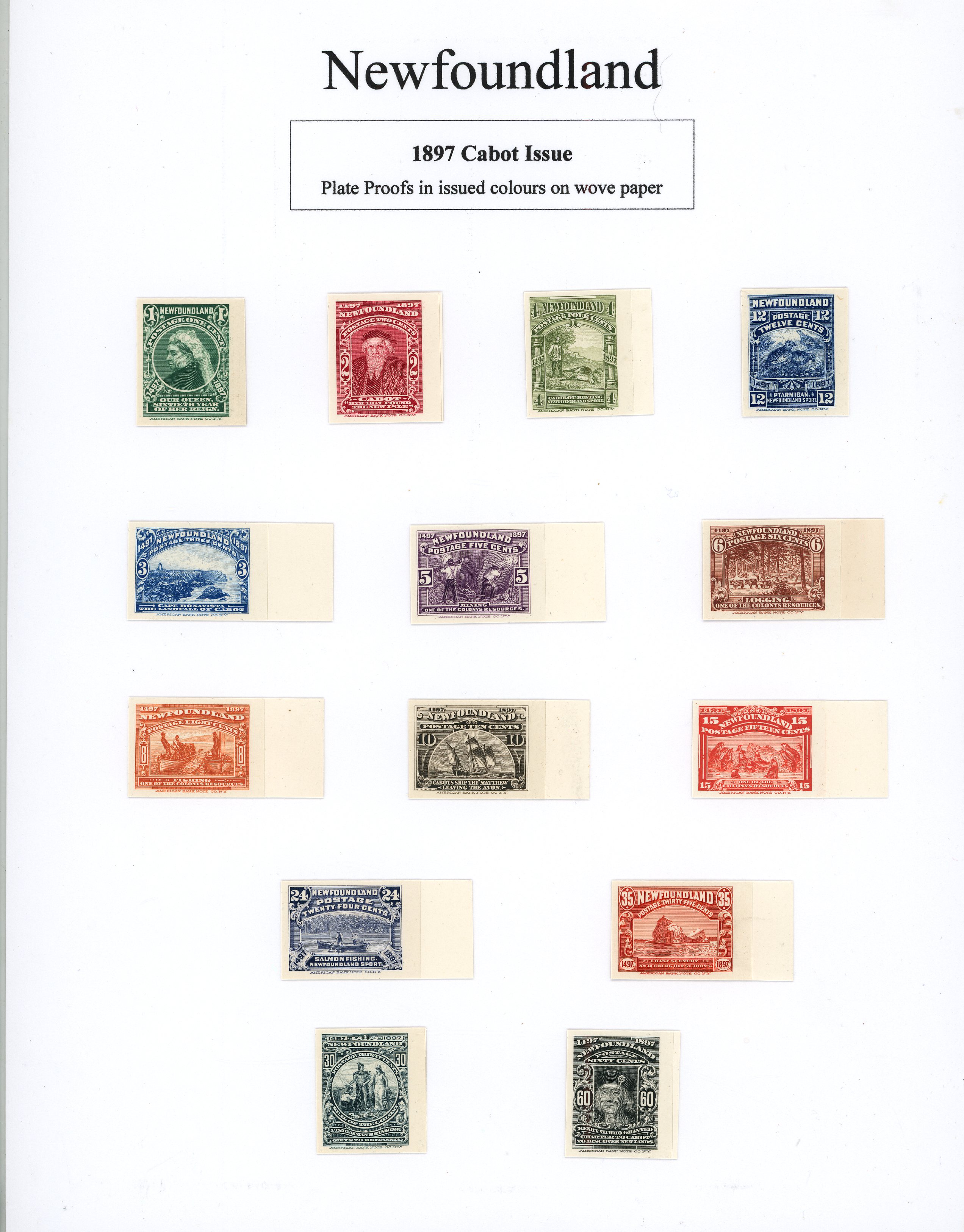 Newfoundland 1897 Discovery set as imperf plate proofs SG...