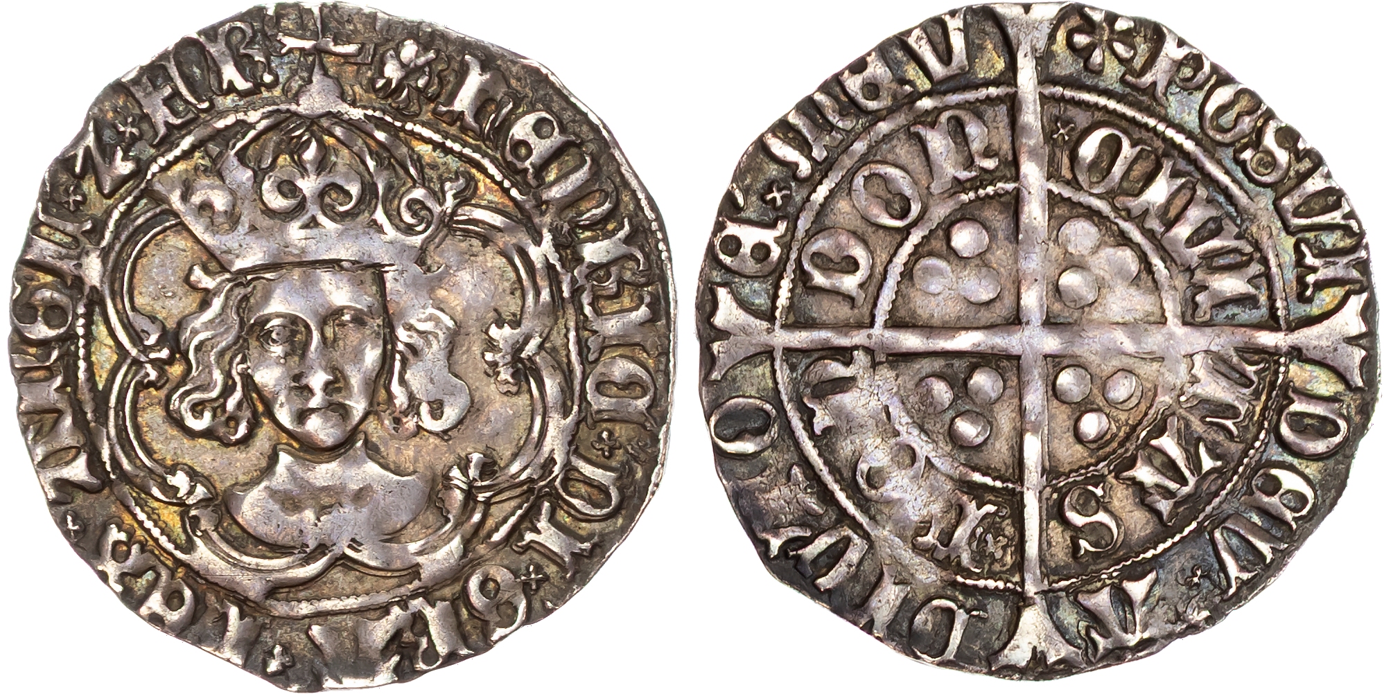 Henry VII (1485‑1509), AR Groat, 2.99gm., London, class IIIc. mm: pansy (1495‑1498).