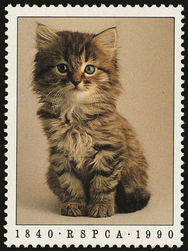 GB SG 1479a 1990 20p Kitten, face value and Queen's Head omitted mint
