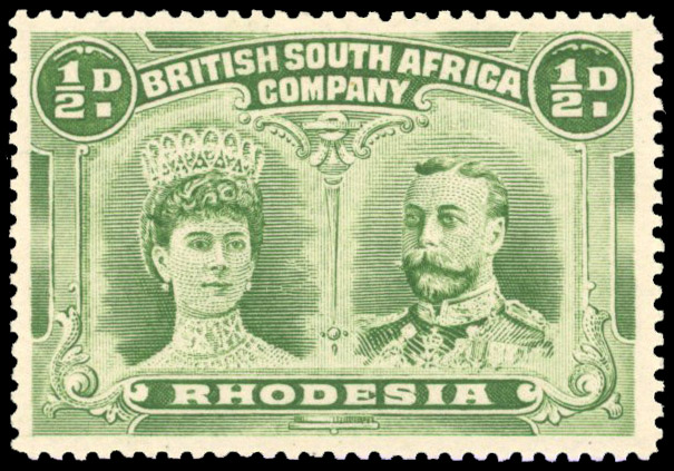 Rhodesia 1910-13 ½d yellow-green perf 15