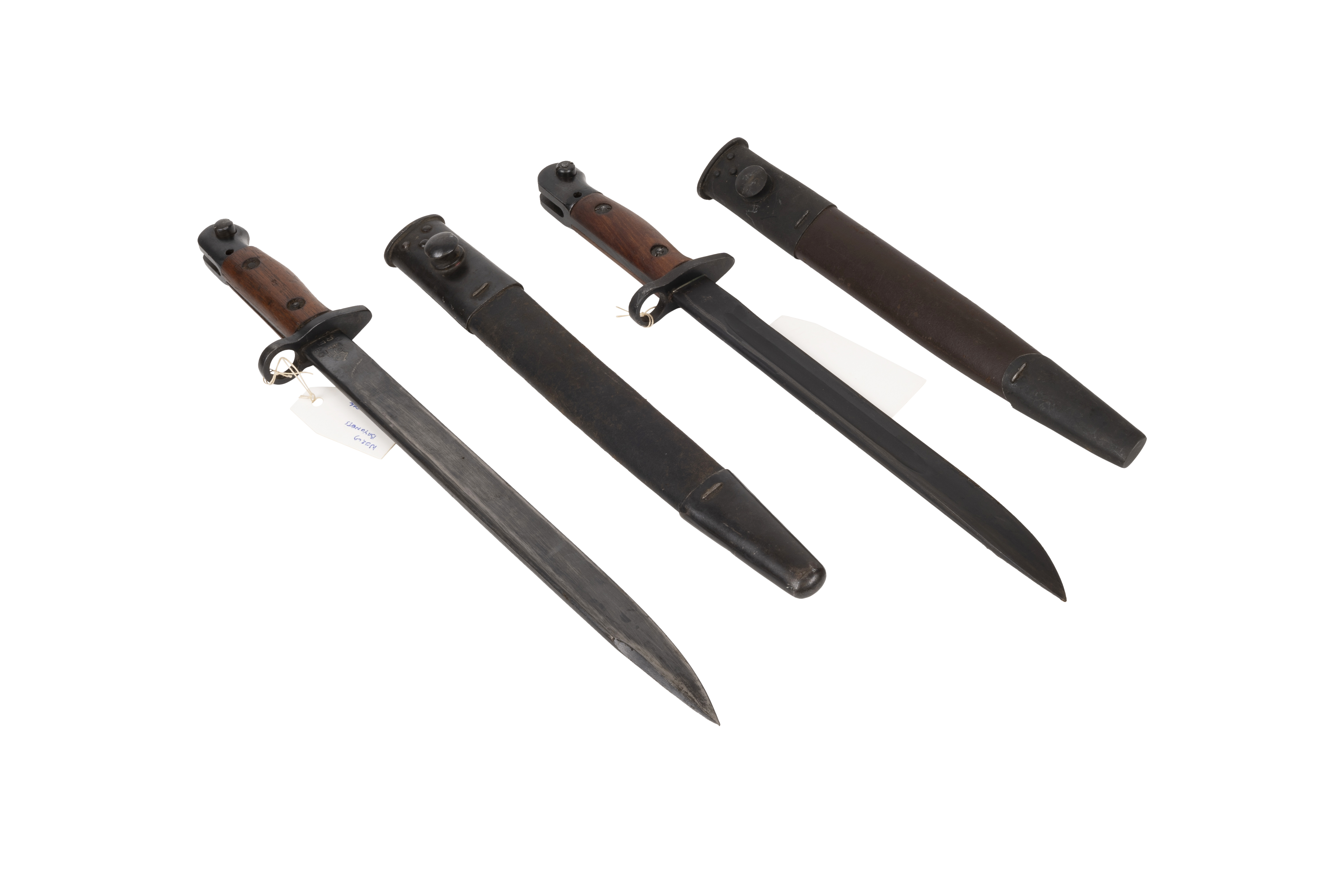 Pair of WWII MKII British bayonets, with scabbards