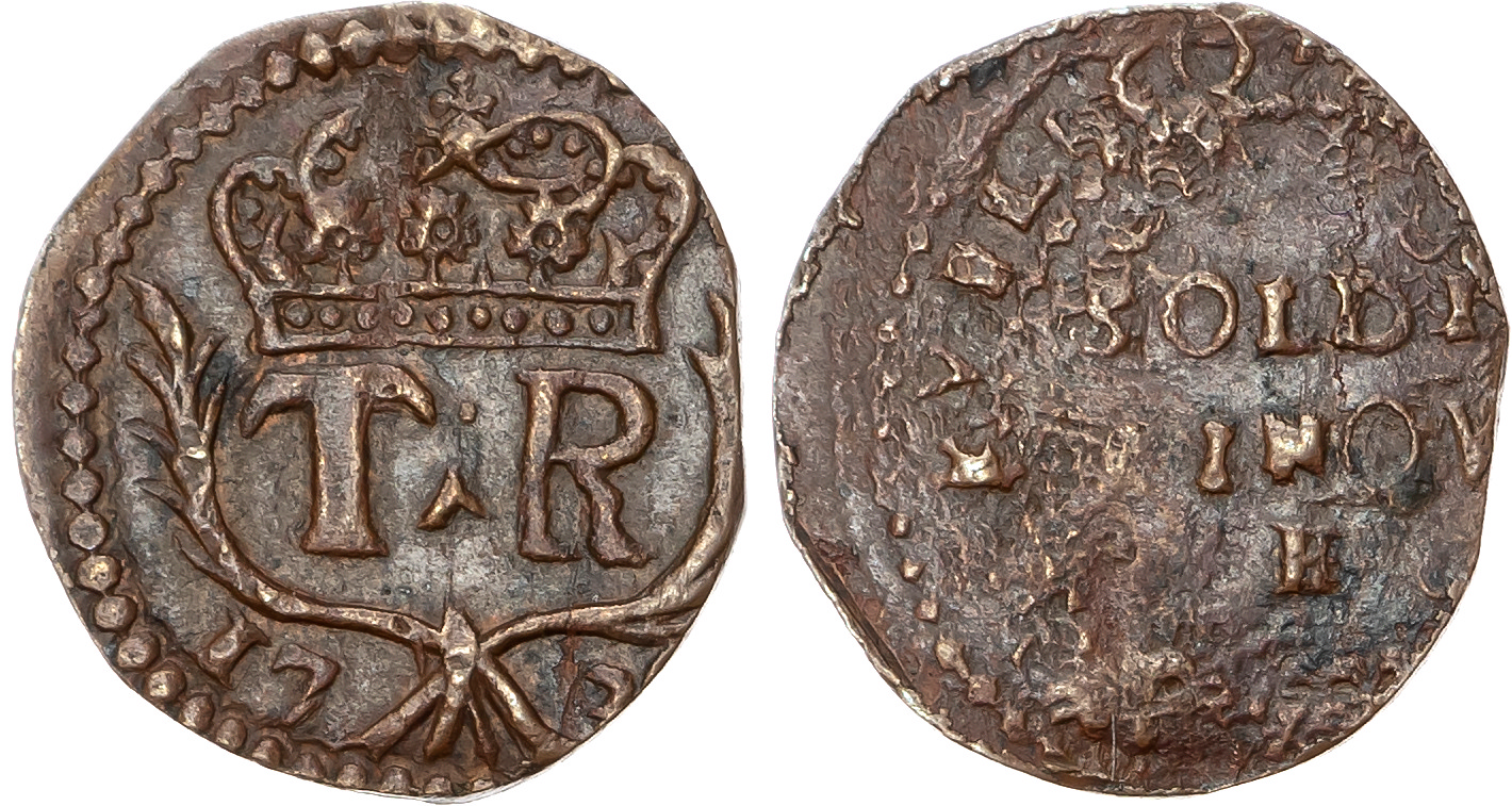 Italy, Corsica, Théodore de Neuhof (1736), copper 5 Soldi - rare