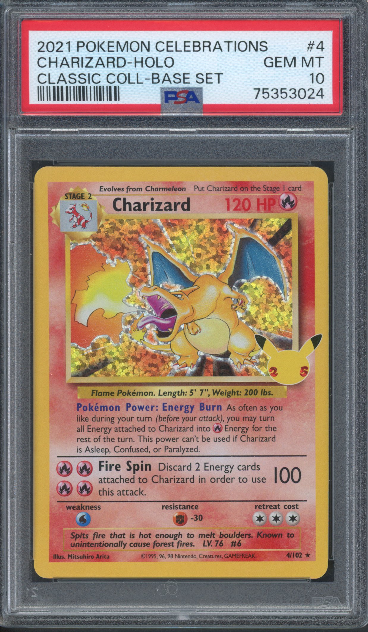 PSA 10 Charizard - Celebrations Classic Collection Sub Set - 2021