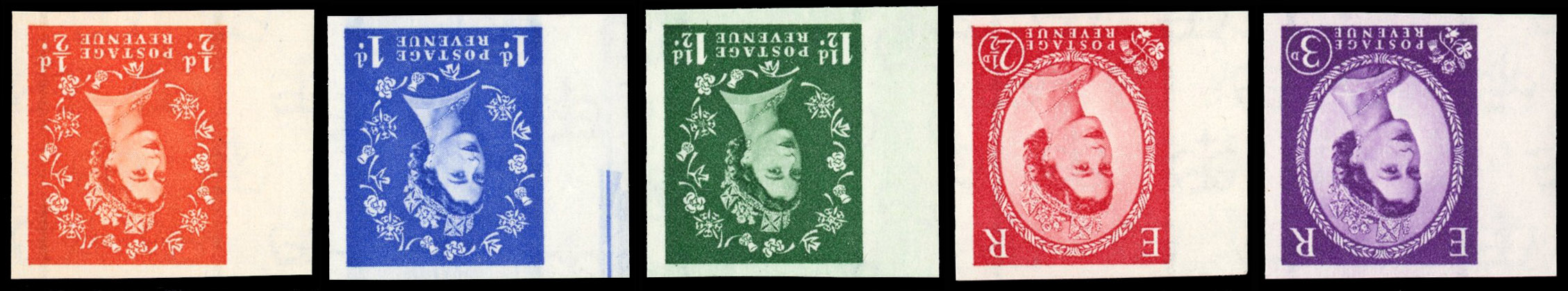 Great Britain 1958 ½d-3d "Wildings", Set of Five, BPMA Imprimatur, SG 587/92wi