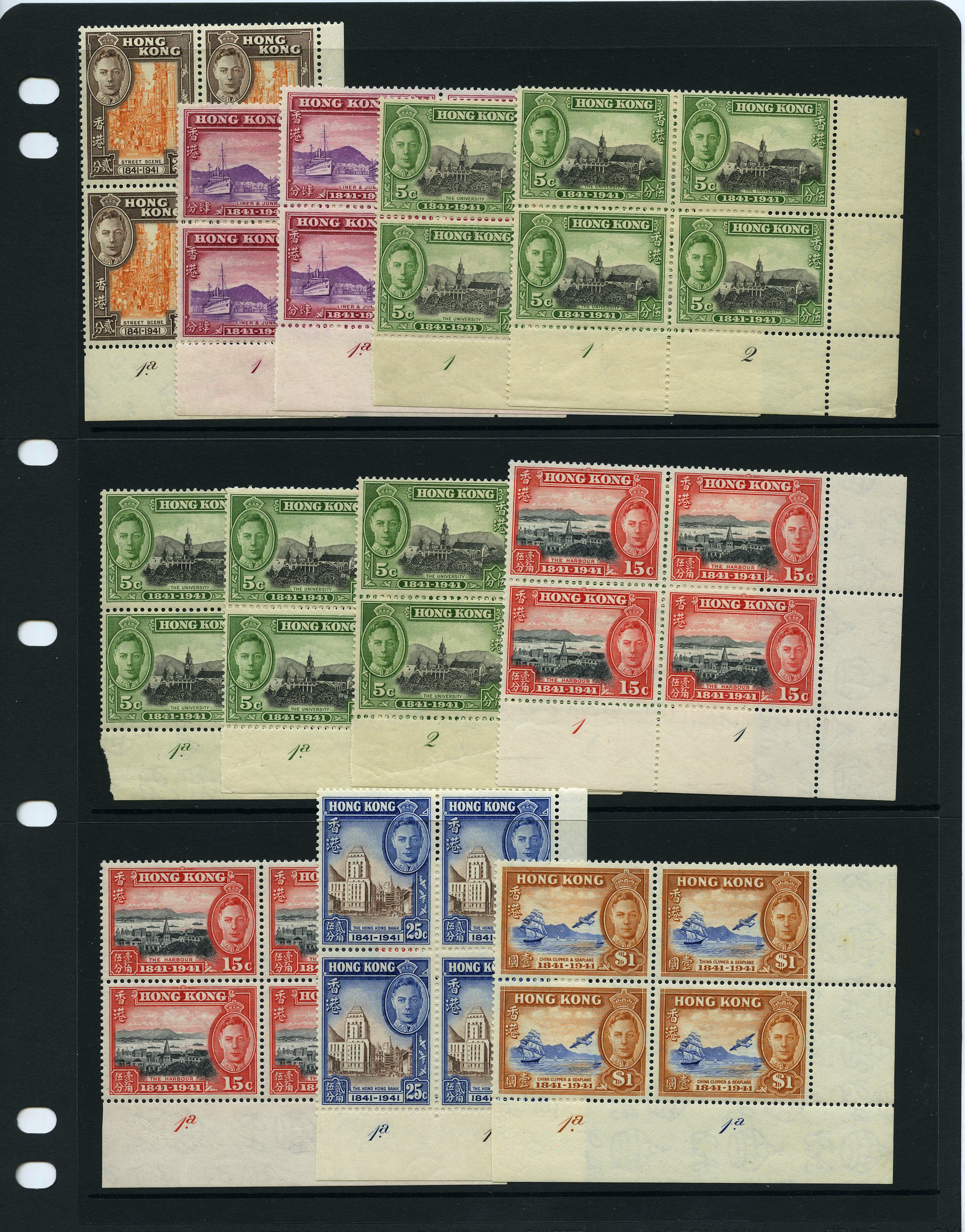 1941 Centenary set of Plate blocks of four,...