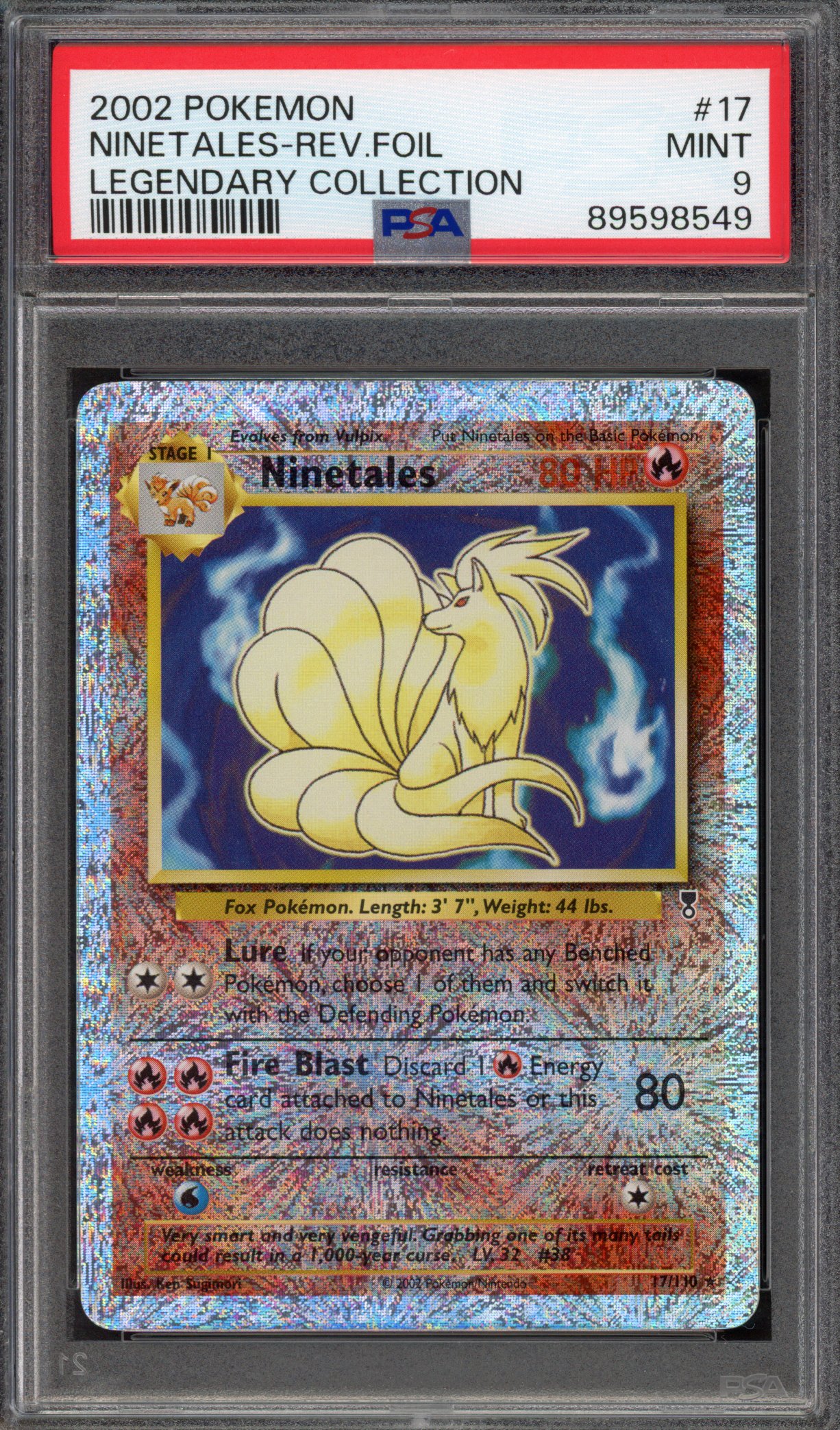 Pokémon TCG PSA 9 Ninetales 17 Reverse Foil, Legendary Collection