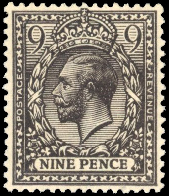 GB 1912-24 Royal Cypher 9d very deep agate mint