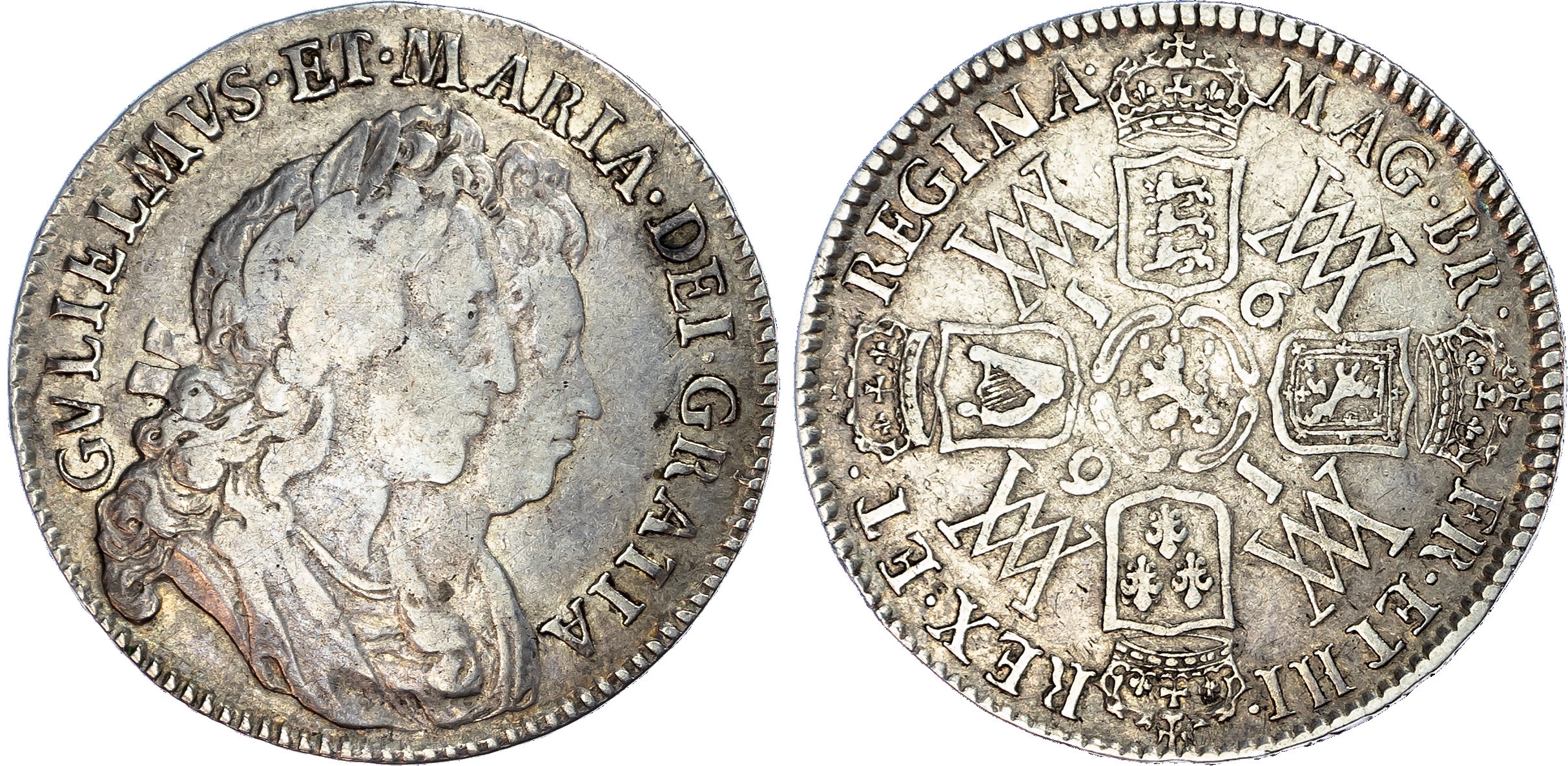 William and Mary (1688-1694), Halfcrowns [3], 1689 Primo edge.