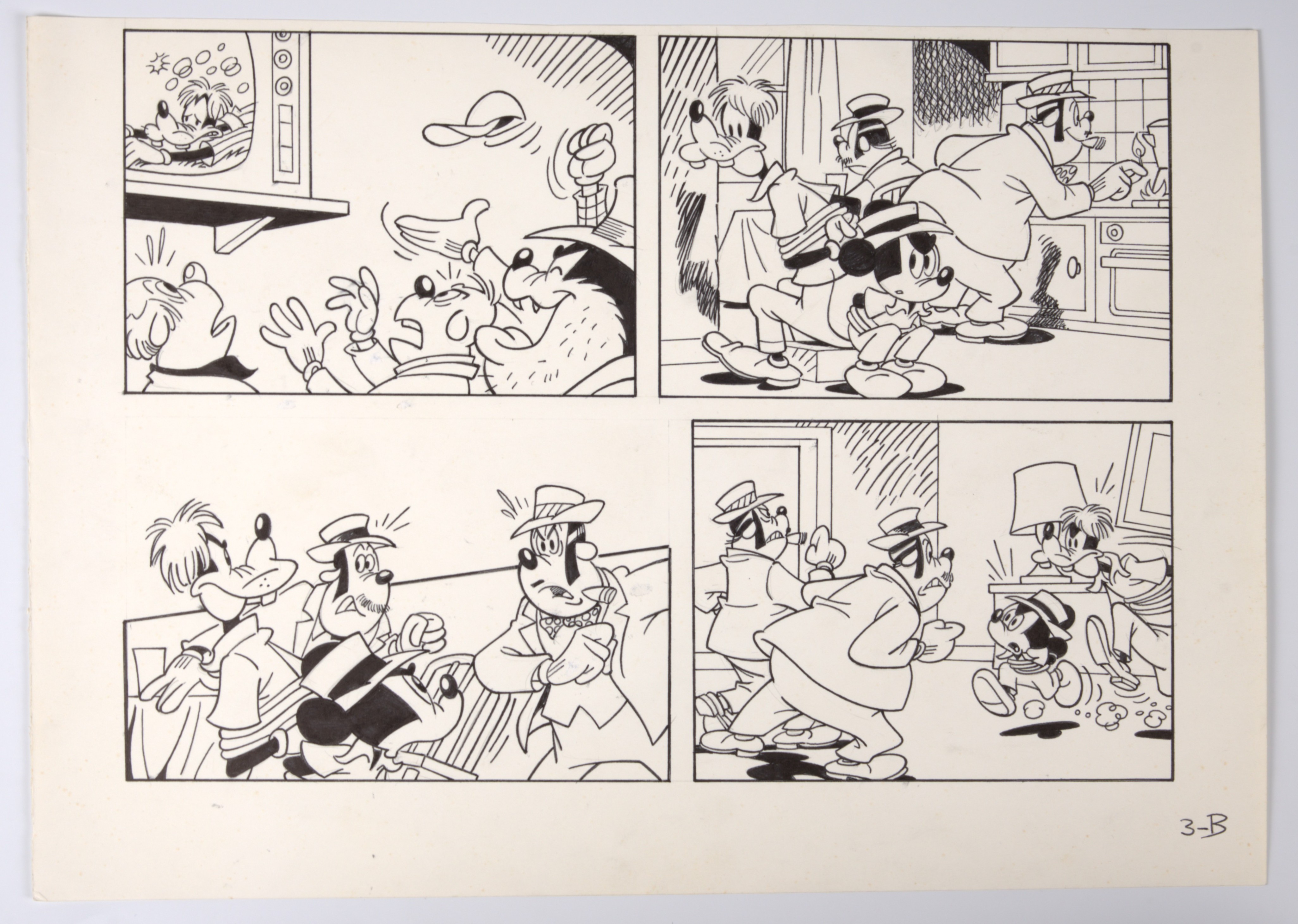 Pepe Ferré Disney's Topolino Magazine Hand Drawn Pages Signed (Mondadori, 1980s) Total 4