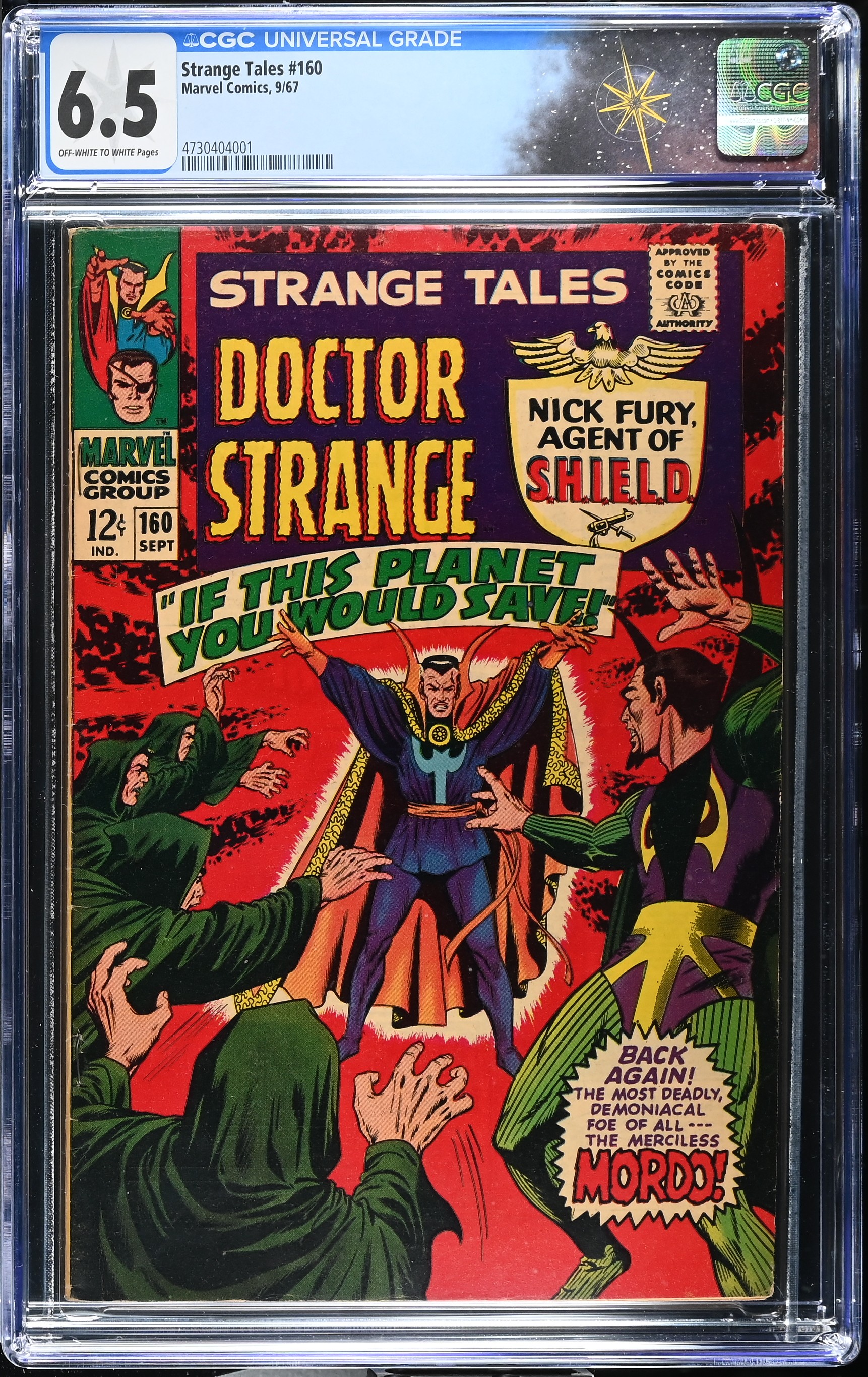 Strange Tales #160 CGC 6.5 Cover by Dan Adkins "If This Planet You Would Save" (Marvel Comics, 1967) Off-White to White Pages