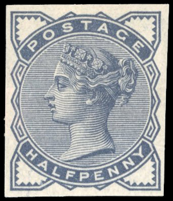 GB 1883-84 ½d slate blue, Plate 9, imperforate imprimatur, For SG 187
