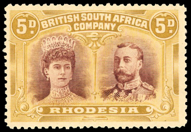 RSC B 5d reddish brown and Roman ochre, #2 gash in ear, mint