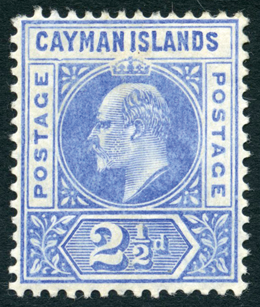 1905 2½d bright blue, watermark MCA. Mint example with R1/6 LP dented frame, scarce, but with two stains on the reverse,...