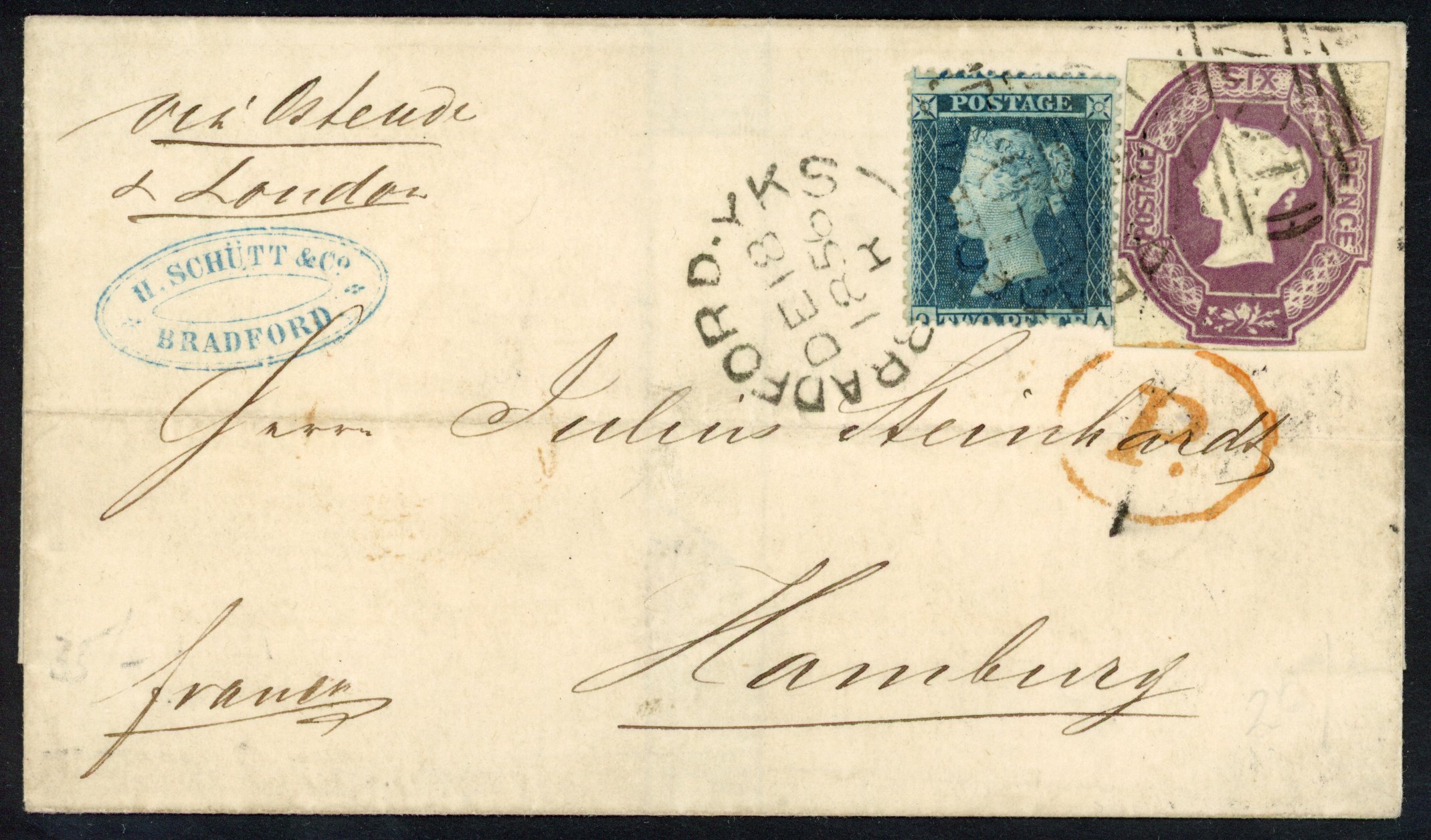 1856 (18 Dec) entire to Hamburg