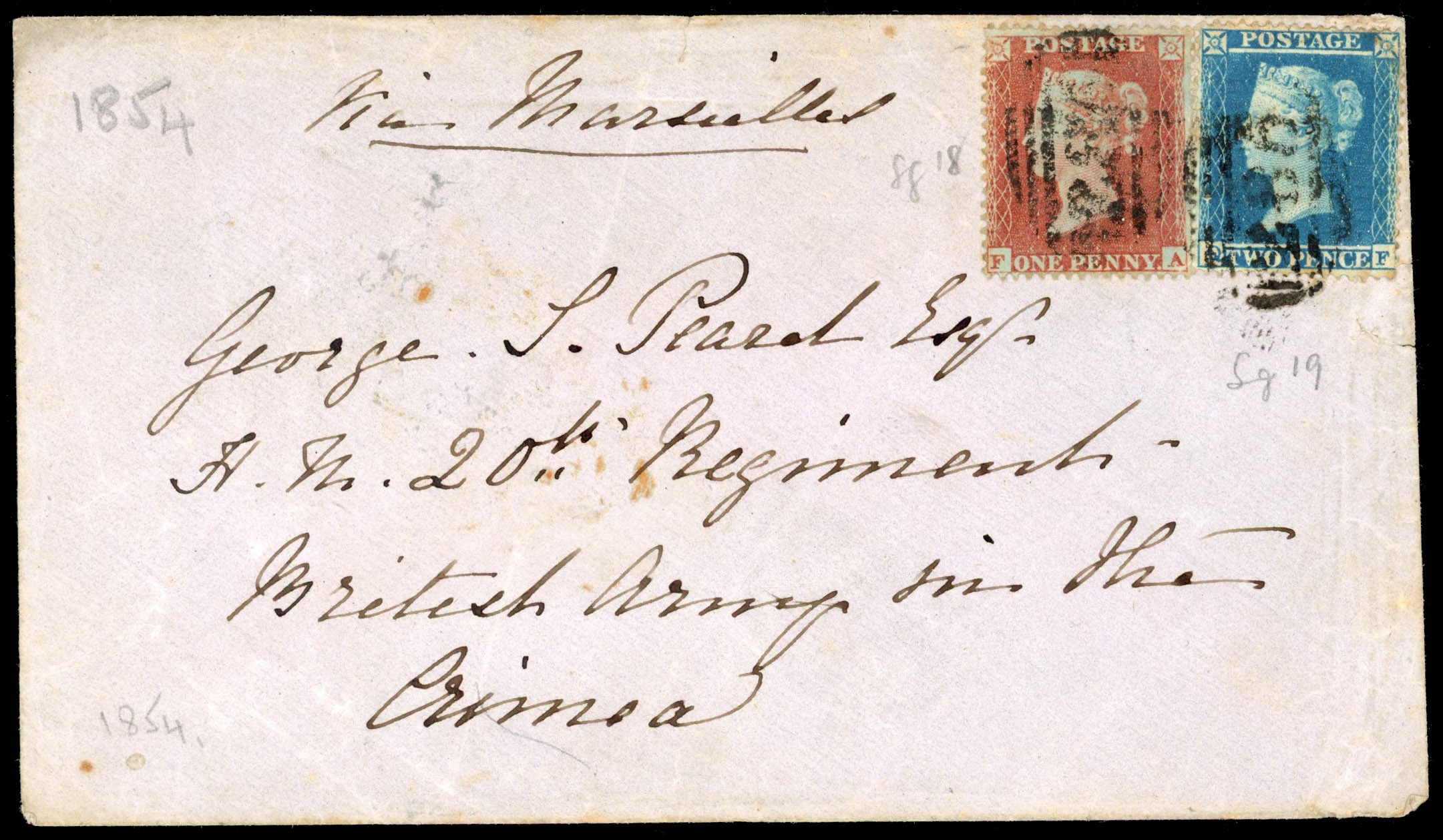 GB: CRIMEA: 1854 cover to the Crimea