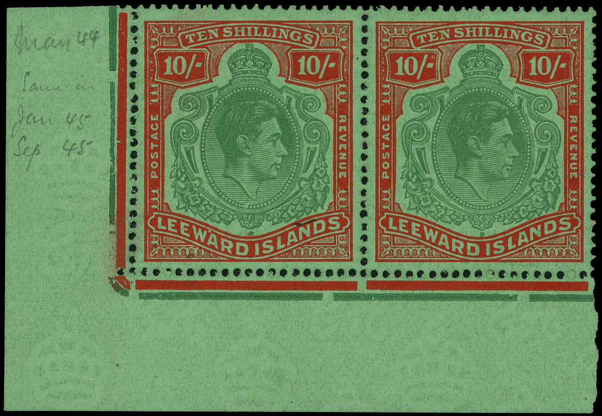 Leeward Islands SG 113c, ca pair mint