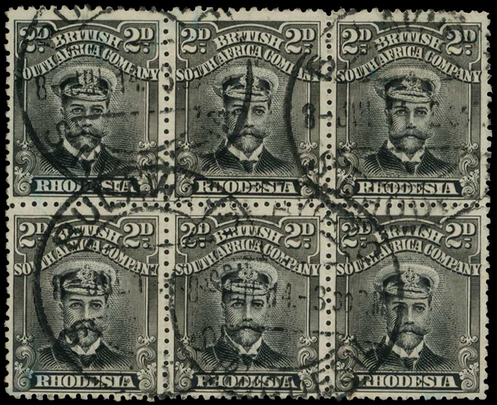 1913-7 2d Head Die II, perf 14. Used block...