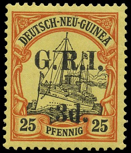 1914-15 New Guinea 3d on 25pf black and...