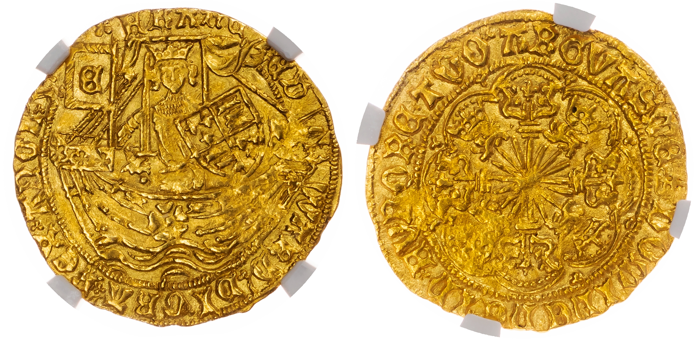 Edward IV, First Reign (1461-1470), Half-Ryal, Light Coinage, NGC MS61