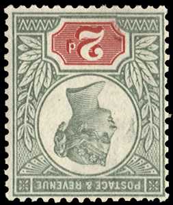 1887 2d grey-green & carmine (Wmk....
