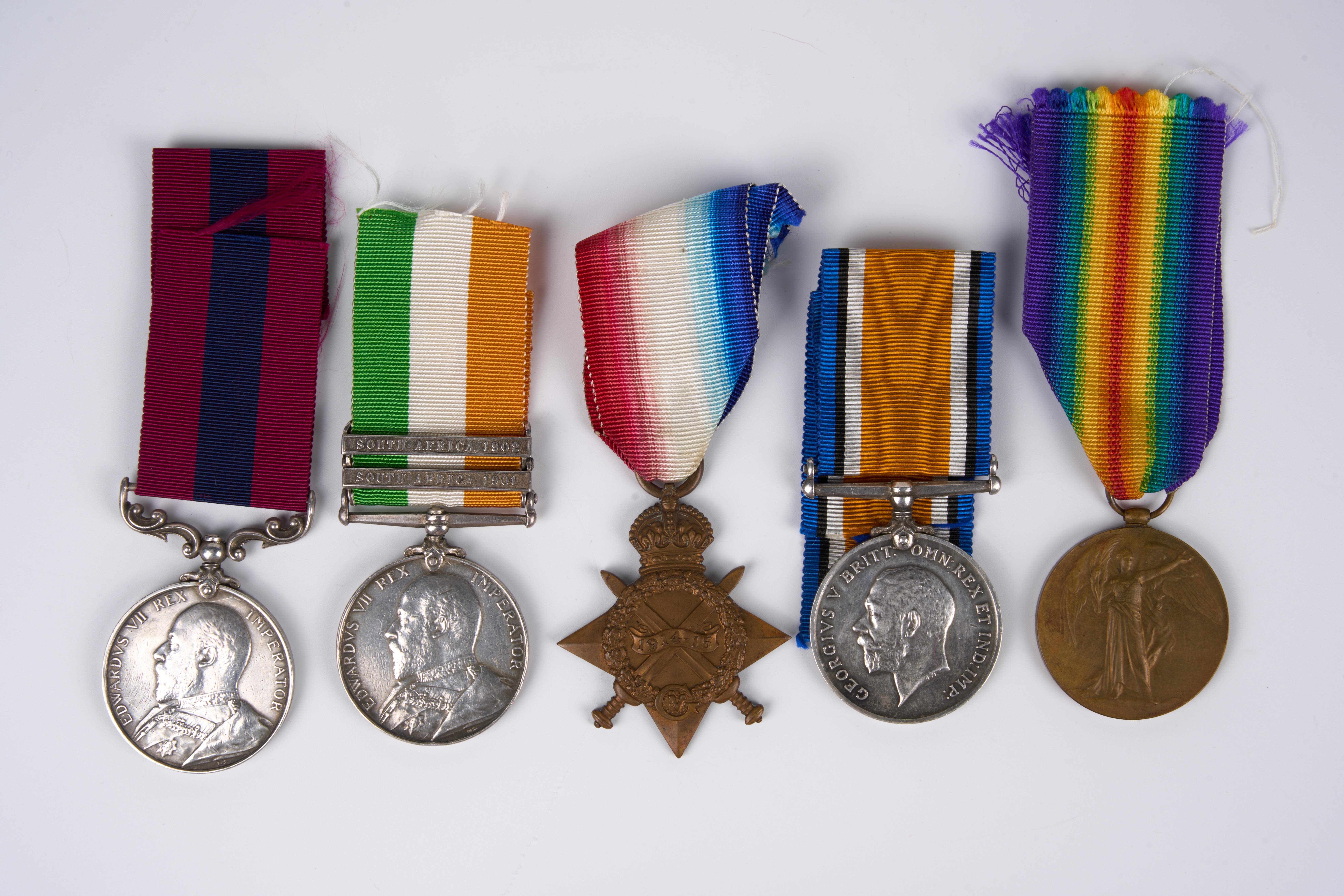 † Edward VII DCM - for carrying ammunition to an outlying post under fire on the 21st of January 1901, on the occasion of the attack on Kaalfontein