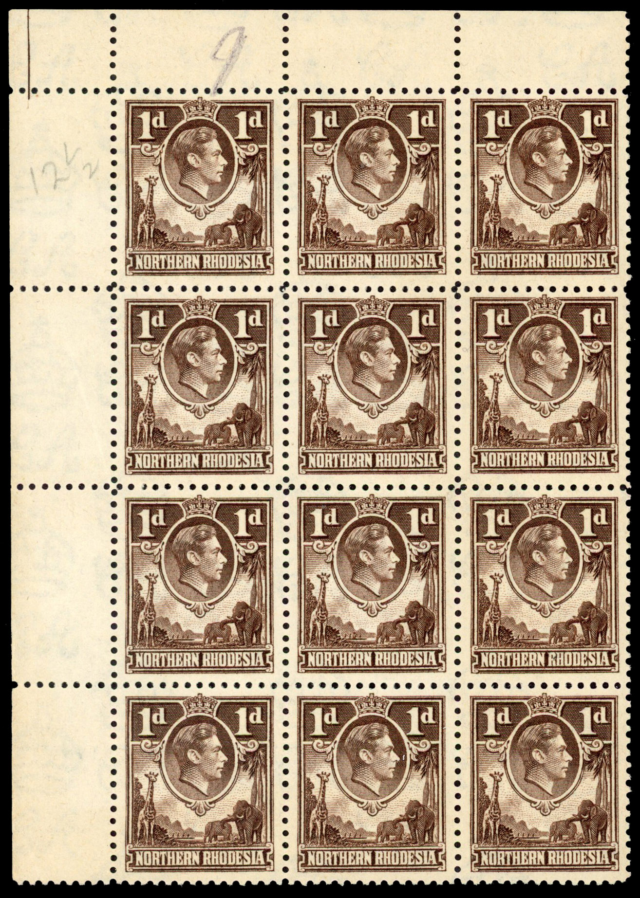 Northern Rhodesia SG 27ab block mint