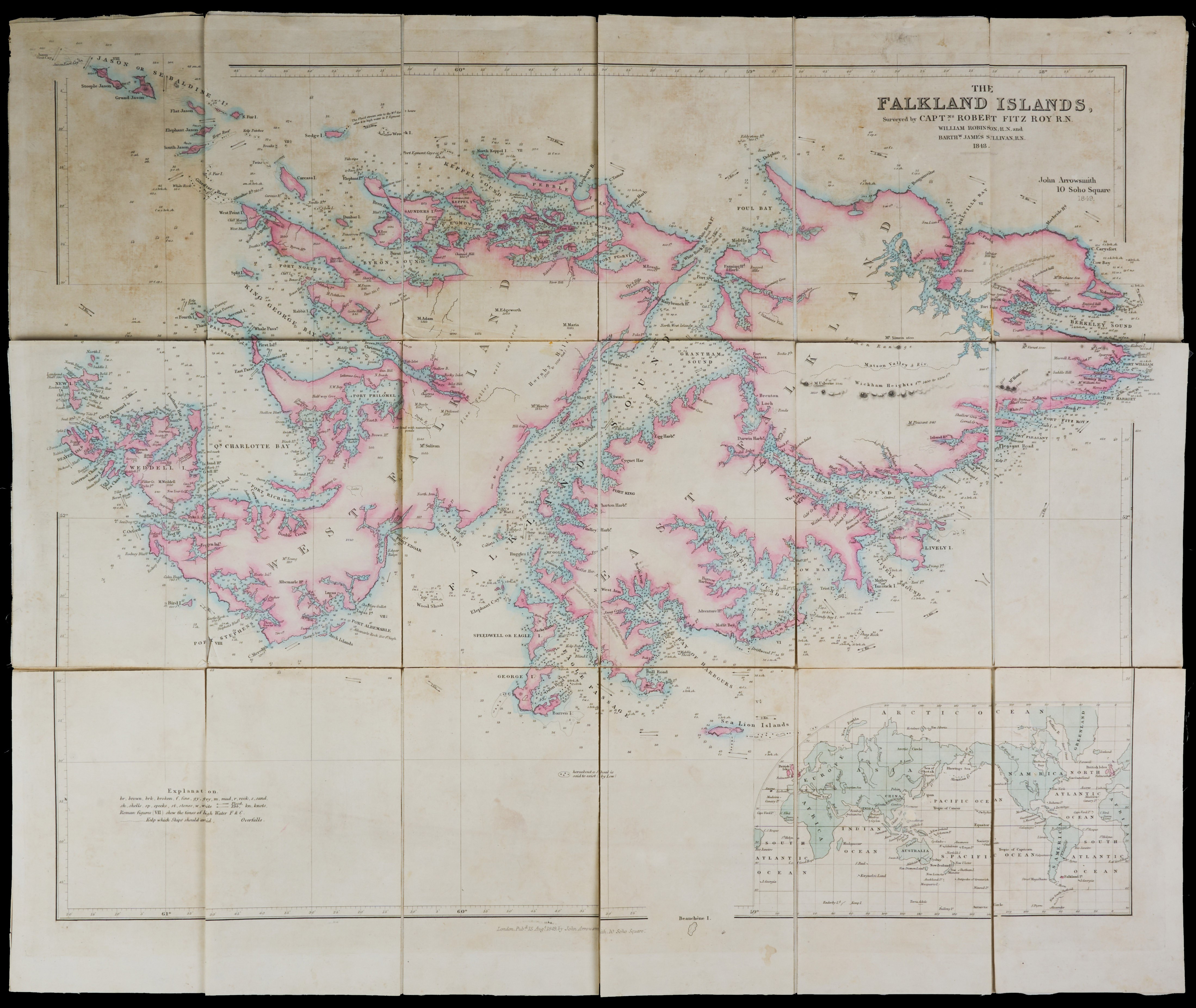 Falkland Islands c.1905 Stanford Map of the Islands