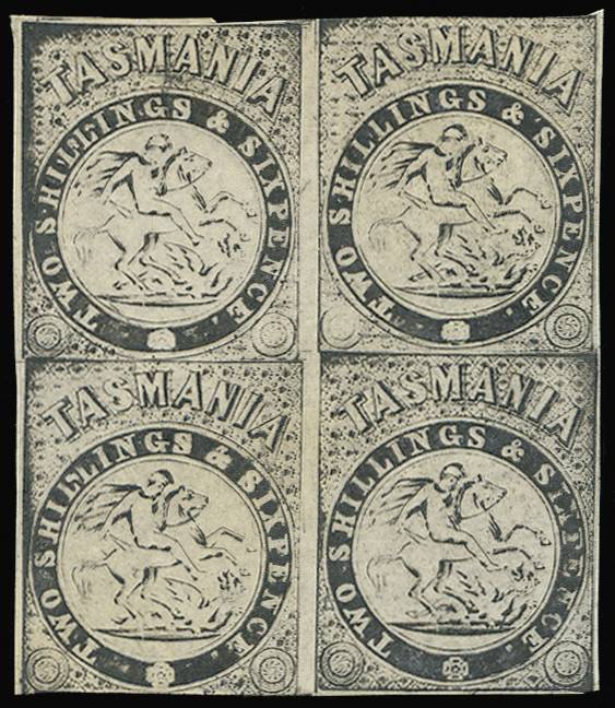 TASMANIA SG F30 1887 2s6d black plate proof imperf B4