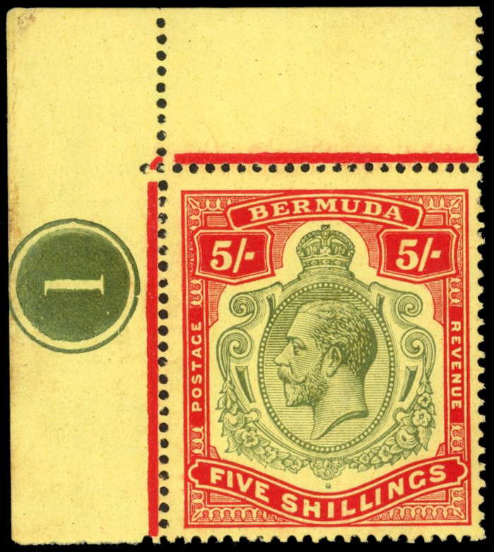 Bermuda SG 53dw 1918-22 5s watermark inverted mint