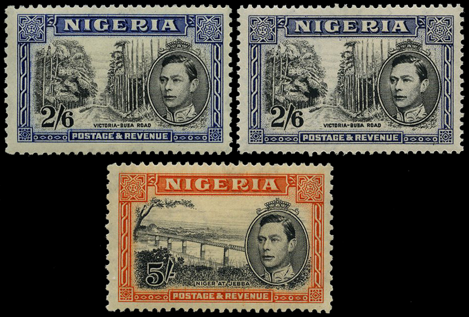 1938 2/6d and 5/- perf 13 x 11½, and 1947...