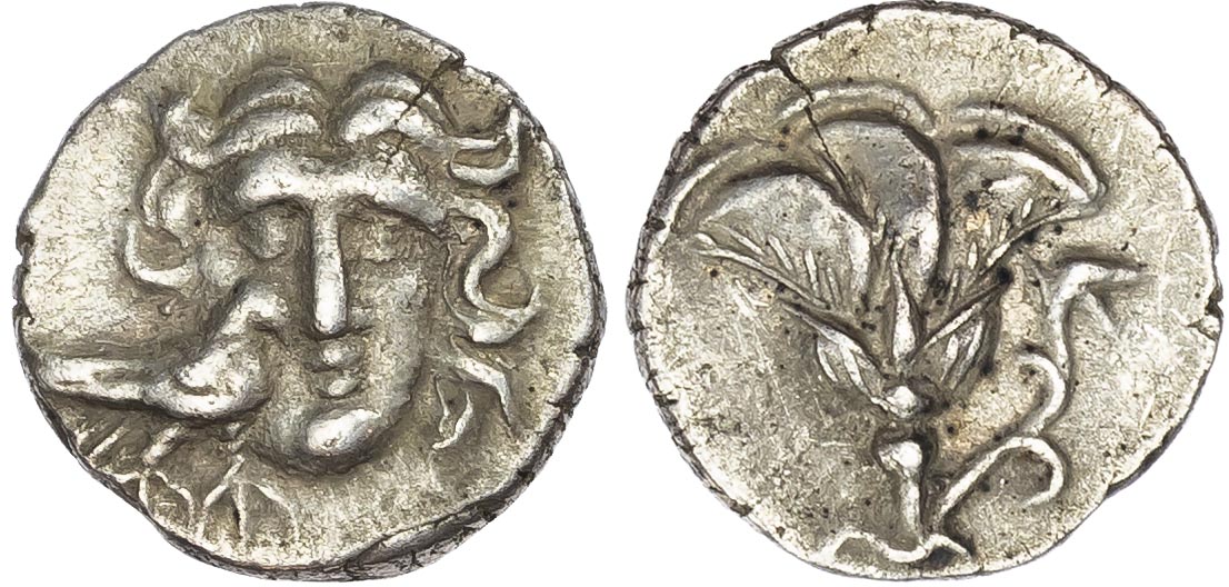 Karia, Mylasa (c. 170-130 BC) AR Drachm, Pseudo-Rhodian type, 2.26g. 